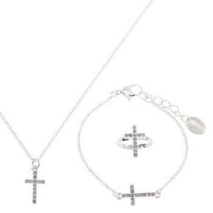 Claire's Club Silver Cross Jewelry Set - 3 Pack offers at $4.99 in Claire's