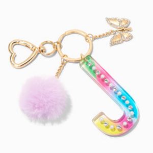 Butterfly & Rainbow Initial Keychain - J offers at $7.79 in Claire's