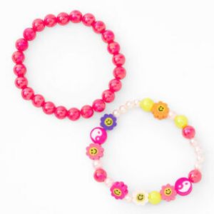 Yin Yang Happy Face Beaded Stretch Bracelets - 2 Pack offers at $7.49 in Claire's