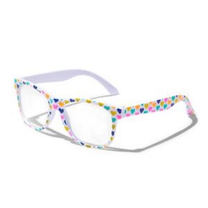 Claire's Club Solar Blue Light Reducing Clear Lens Neon Heart Frames offers at $6.49 in Claire's