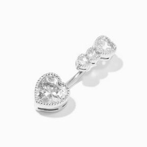 Silver 14G Hearts Crystal Belly Bar offers at $7.49 in Claire's