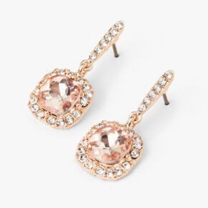 Rose Gold 1" Square Halo Drop Earrings offers at $6 in Claire's