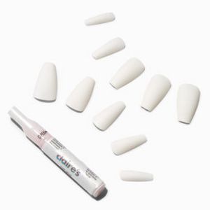 Matte White Squareletto Vegan Faux Nail Set - 24 Pack offers at $6.49 in Claire's