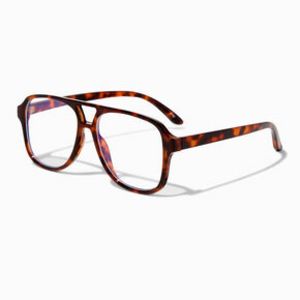 Blue Light Reducing Aviator Clear Lens Frames - Tortoiseshell offers at $8.49 in Claire's