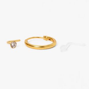 Crystal Gold Hoop & Stud Nose Ring offers at $7 in Claire's
