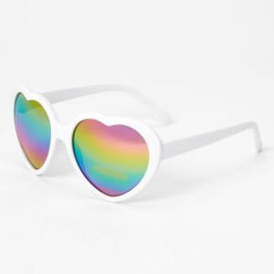Claire's Club Rainbow Heart Sunglasses - White offers at $6.49 in Claire's