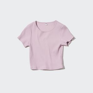 Ribbed Cropped Short Sleeve T-Shirt offers at $7.9 in Uniqlo