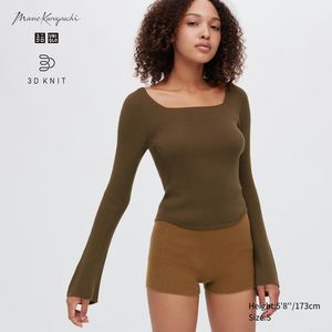 3D Knit Ribbed Square Neck Sweater (Mame Kurogouchi) offers at $9.9 in Uniqlo