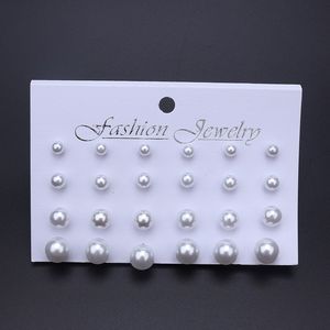 Korean Women Earrings 12 Pair/Set Beige White Pearl Simple Fashion Earrings Wedding Jewelry For Gift Valentine's Day gift offers at $1.96 in Aliexpress