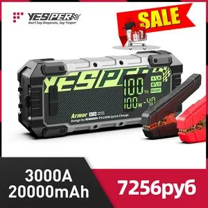 YESPER 12V Portable Jump Starter Car Motorcycle Battery Charger Launcher 20000mAh Emergency Booster Starter Device PD100W offers at $125.99 in Aliexpress