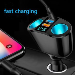 QC3.0 Car Charger 12V/24V Dual USB Power Adapter Car Cigar Lighter Socket Type-C+QC3.0+2.4A Blue LED Digital Display 120W offers at $2.99 in Aliexpress