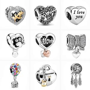 Hot Sale I Love You Mom Feather Family DIY Beads Fit Original Pandora Charm Silver Color Bracelet Women Jewelry Gift Accessories offers at $1.26 in Aliexpress