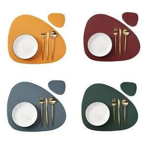 Inyahome Irregular Shape PU Leather Placemats Set Oil-Proof Waterproof for Kitchen Tables Bistro Tables Bars Coffee Shops Hotels offers at $0.99 in Aliexpress