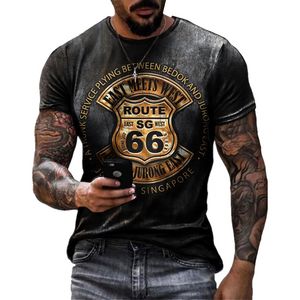 Summer Men's T Shirts Oversized Loose Clothes Vintage Short Sleeve Fashion America Route 66 Letters Printed O Collared T shirts offers at $4.62 in Aliexpress
