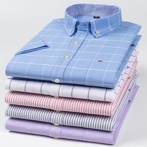 Men Shirt 100% Cotton Oxford Striped Shirt Plaid Shirt 7XL Casual Mens Button Up Shirt Men Shirt Short Sleeve Slim Fit Shirt Men offers at $15.89 in Aliexpress