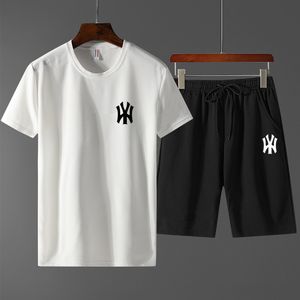Men's T-shirt + Shorts suit summer breathable casual T-shirt running suit fashionable Harajuku printed men's sports suit offers at $15.43 in 