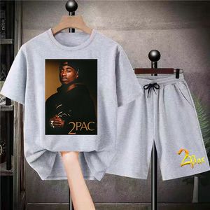 2Pac Men Tracksuit Pure Cotton Short Sleeve Sweatshirt Fashion Casual Streetwear Breathable Sweatpants Jogging Gym Sportswear offers at $11 in Aliexpress