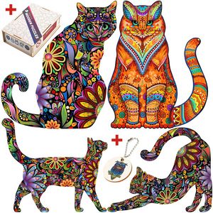 Animal Wooden Jigsaw Puzzles Mysterious Cat Puzzle Gift For Adult Kids Fabulous Children Toy Leopard Puzzle Decorative Gifts offers at $12.05 in Aliexpress