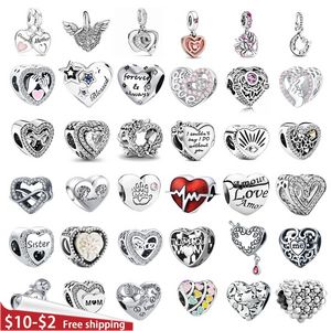 Heart Shape 925 Sterling Silver Family affection Pendant Charm bead Fit Original Pandora Bracelet DIY Jewelry For Women offers at $3.09 in Aliexpress