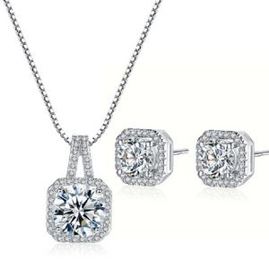 925 Sterling Silver Crystal Necklace Earrings Bridal Jewelry Sets For Women Fashion Jewelry Wholesale offers at $2.58 in Aliexpress