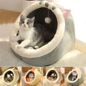 Deep Sleep Cat Bed Warm Pet Basket Cozy Cat House Kitten Lounger Cushion Cat Nesk Tent Very Soft Small Dog Mat Bag Cave Cats Bed offers at $5.35 in Aliexpress
