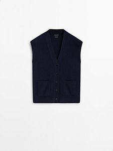 100% Wool Knit Waistcoat With Pockets offers at $119 in Massimo Dutti