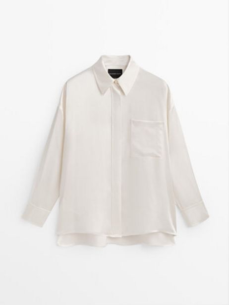 Oversize Satin Silk Shirt - Studio offers at $299 in Massimo Dutti