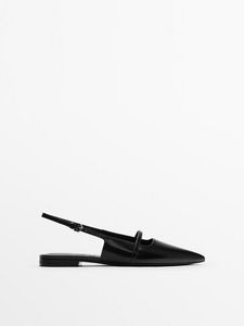 Flat Leather Slingback Shoes offers at $149 in Massimo Dutti