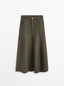 Linen And Cotton Blend Skirt With Flounce offers at $149 in Massimo Dutti