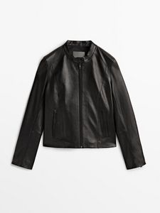 Black Nappa Leather Jacket offers at $349 in Massimo Dutti