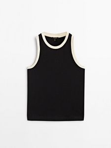 Sleeveless Contrast T-Shirt offers at $39.9 in Massimo Dutti