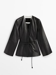 Nappa Leather Jacket With Drawstring - Limited Edition offers at $499 in Massimo Dutti