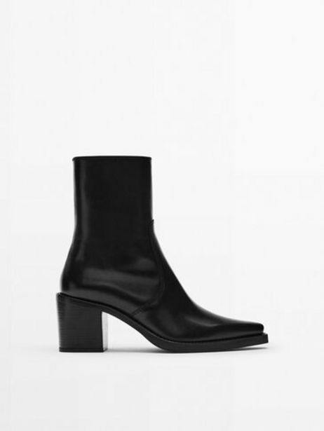Leather Square Heel Ankle Boots offers at $249 in Massimo Dutti