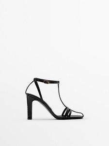 Heeled Leather Strappy Sandals offers at $159 in Massimo Dutti