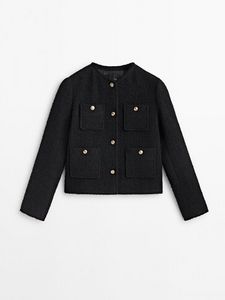 Textured Cropped Jacket With Four Pockets offers at $229 in Massimo Dutti