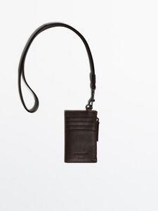 Leather Card Holder With Neck Strap - Studio offers at $69.9 in Massimo Dutti