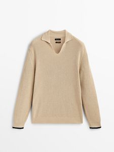 Sweater With Contrasting Cuffs And Polo Collar offers at $69.9 in Massimo Dutti
