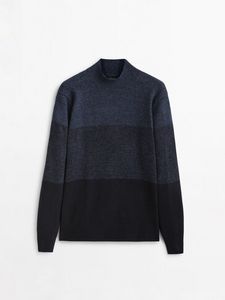 Colour Block Mock Turtleneck Sweater offers at $119 in Massimo Dutti