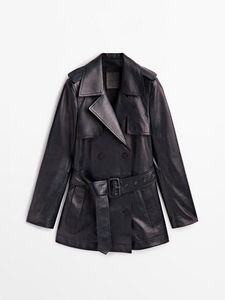 Cropped Nappa Leather Trench Coat offers at $499 in Massimo Dutti