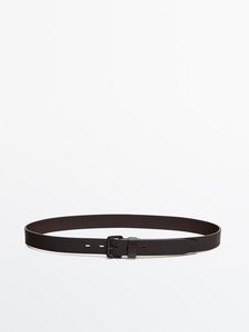 Leather Belt With Rectangular Buckle - Studio offers at $69.9 in Massimo Dutti