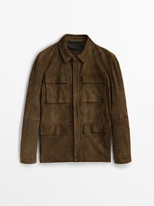 Suede Jacket With Pockets offers at $449 in Massimo Dutti