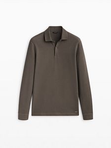 Textured Cotton Long Sleeve Polo Shirt offers at $49.9 in Massimo Dutti
