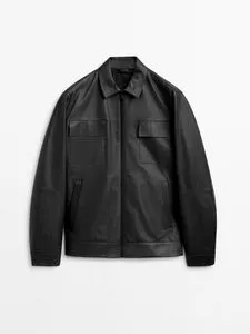 Black Nappa Leather Jacket With Pockets offers at $349 in Massimo Dutti
