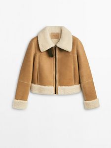 Mouton Leather Aviator Jacket offers at $1400 in Massimo Dutti