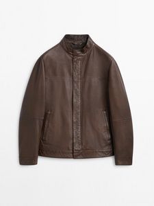 Brown Nappa Leather Jacket offers at $349 in Massimo Dutti