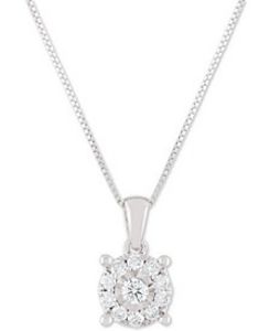 Diamond Halo 18" Pendant Necklace (1/3 ct. t.w.) in 14k White, Yellow or Rose Gold offers at $349 in Macy's
