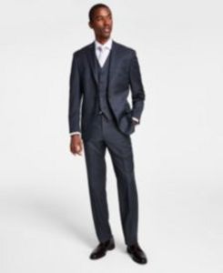 Men's Classic-Fit Wool Stretch Solid Vested Suit Separates offers at $62.5 in Macy's