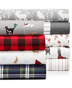 Holiday Printed Cotton Flannel Sheet Sets, Created For Macy's offers at $40 in Macy's