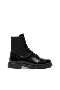 Elastic combat boots in glossy leather offers at $162 in Diesel