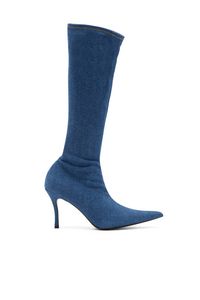 Knee boots in stretch denim offers at $357 in Diesel